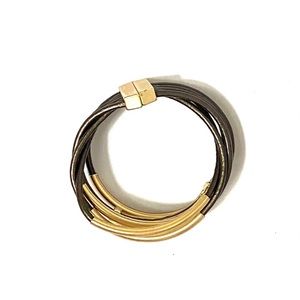 Leather and gold coloured bracelet